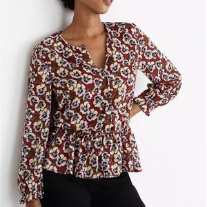 Madewell Ruffle-Hem Top in Viola Floral